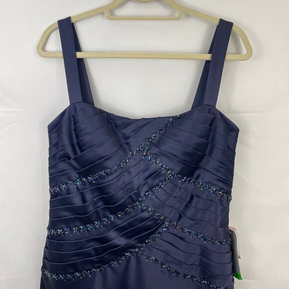 NWT Patra Midi Sequin Bodice Charmeuse Dress with Jacket Navy Blue Wedding 10 - Picture 6 of 8